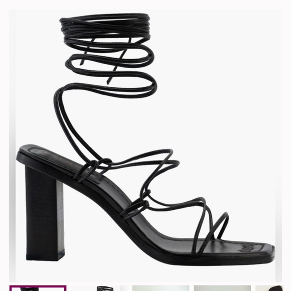 Frame NIB Black Le Doheny Ankle Wrap Leather Heeled Sandals - Picture 1 of 4